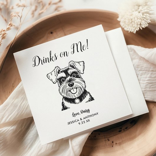 Modern Dog Wedding Cocktail Napkins  スタンダードカクテルナプキン