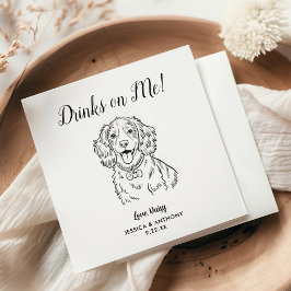 Modern Dog Wedding Cocktail Napkins  スタンダードカクテルナプキン