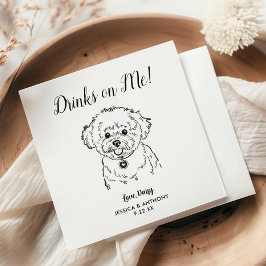 Modern Dog Wedding Cocktail Napkins  スタンダードカクテルナプキン