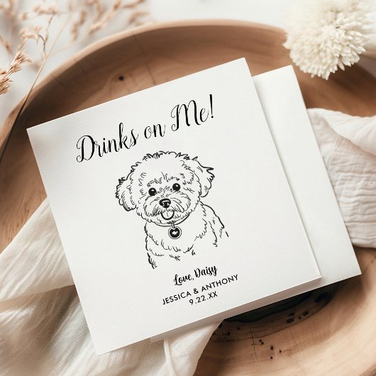 Modern Dog Wedding Cocktail Napkins  スタンダードカクテルナプキン