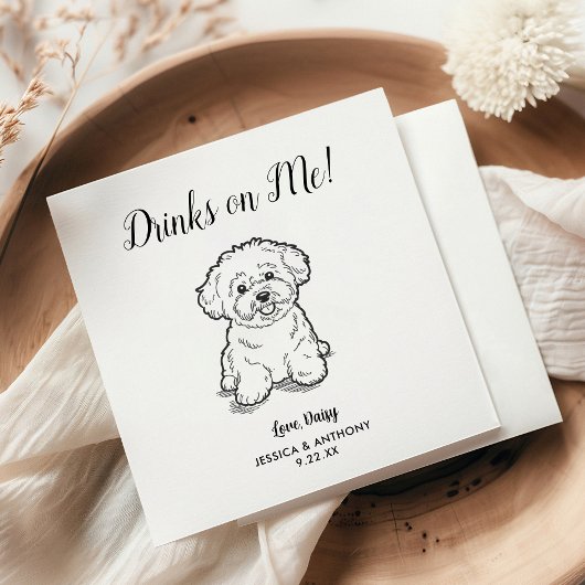 Modern Dog Wedding Cocktail Napkins  スタンダードカクテルナプキン