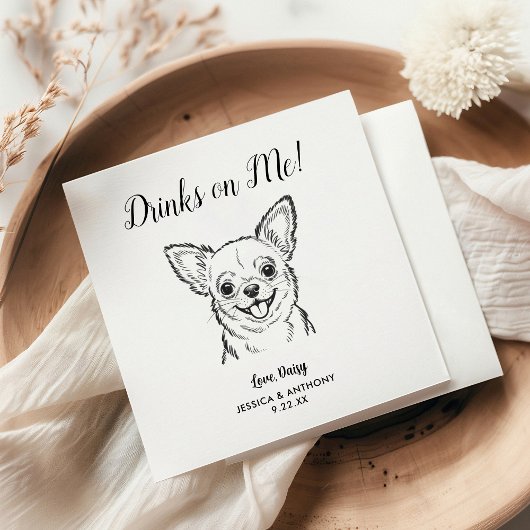 Modern Dog Wedding Cocktail Napkins  スタンダードカクテルナプキン