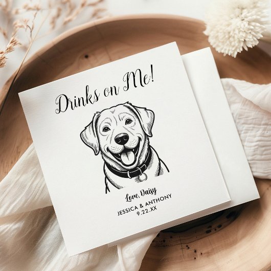 Modern Dog Wedding Cocktail Napkins  スタンダードカクテルナプキン