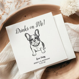 Modern Dog Wedding Cocktail Napkins  スタンダードカクテルナプキン