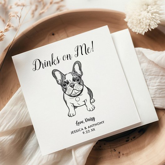Modern Dog Wedding Cocktail Napkins  スタンダードカクテルナプキン