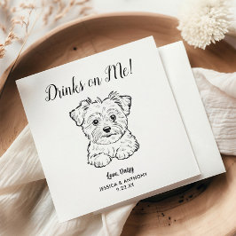 Modern Dog Wedding Cocktail Napkins  スタンダードカクテルナプキン