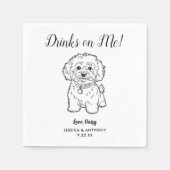 Modern Dog Wedding Cocktail Napkins  スタンダードカクテルナプキン (正面)