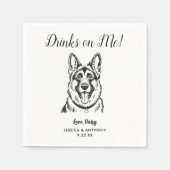 Modern Dog Wedding Cocktail Napkins  スタンダードカクテルナプキン (正面)
