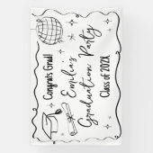 Modern doodle Graduation party backdrop  横断幕 (縦)