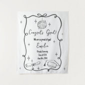 Modern doodle Graduation Welcome Sign タペストリー (正面)