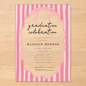 Modern Doodle Hand Drawn Bow Graduation  アクリル招待状 (正面)