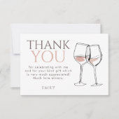 Modern Doodle Wine Photo Thank You Bridal Shower サンキューカード (正面)