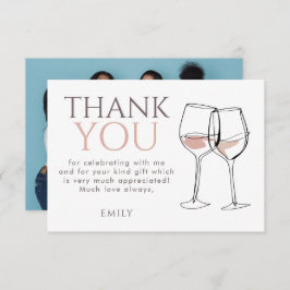 Modern Doodle Wine Photo Thank You Bridal Shower サンキューカード