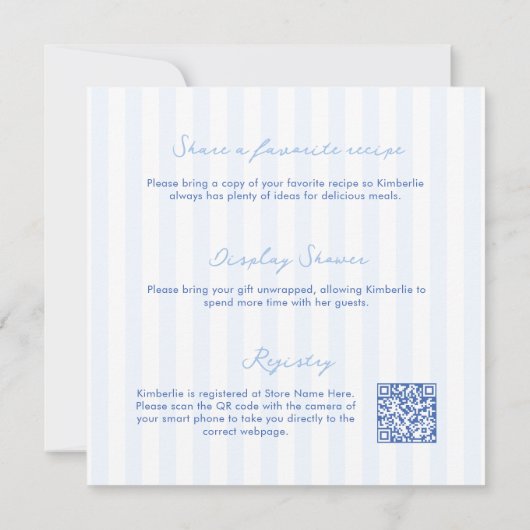 Modern Doodles And Stripes Lemon Bridal Shower 招待状 (裏面)