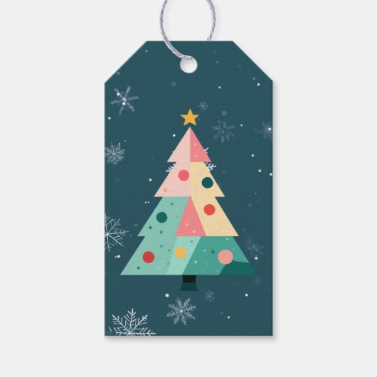 Modern Dots Christmas Tree Gift Tag ギフトタグ (正面)