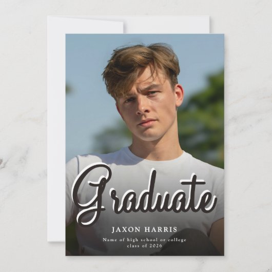 Modern Double Sided Photo Graduation Announcement 案内状 (正面)