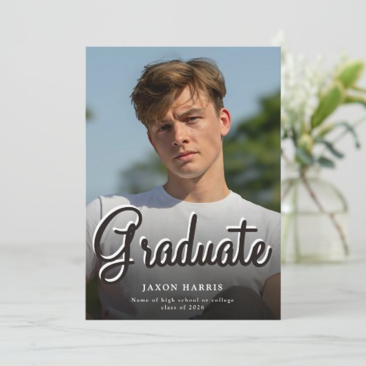 Modern Double Sided Photo Graduation Announcement 案内状 (スタンド正面)