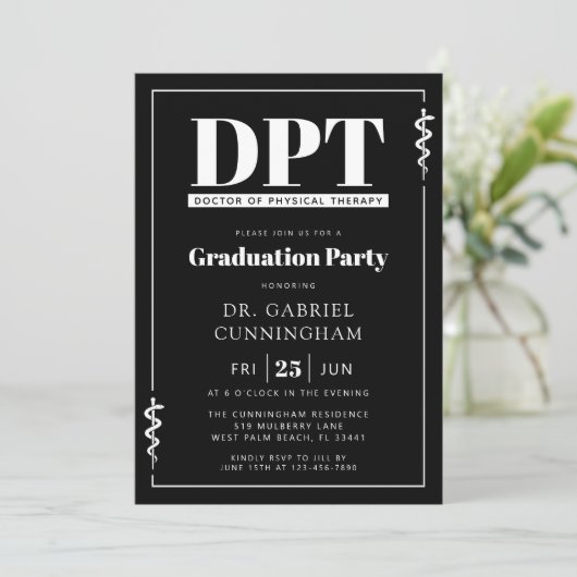 Modern DPT Doctor of Physical Therapy Graduation 招待状 (スタンド正面)