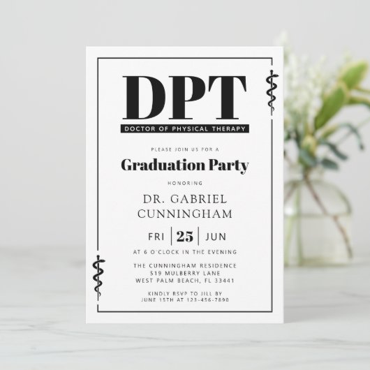Modern DPT Doctor of Physical Therapy Graduation 招待状 (スタンド正面)