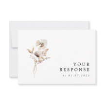 Modern Dried Wildflower Boho Wedding RSVP Card