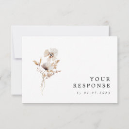 Modern Dried Wildflower Boho Wedding RSVP Card