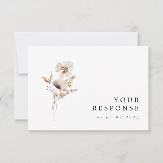 Modern Dried Wildflower Boho Wedding RSVP Card (正面)