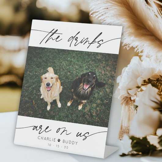 Modern Drink Are On Us Pet Photo 台座サイン