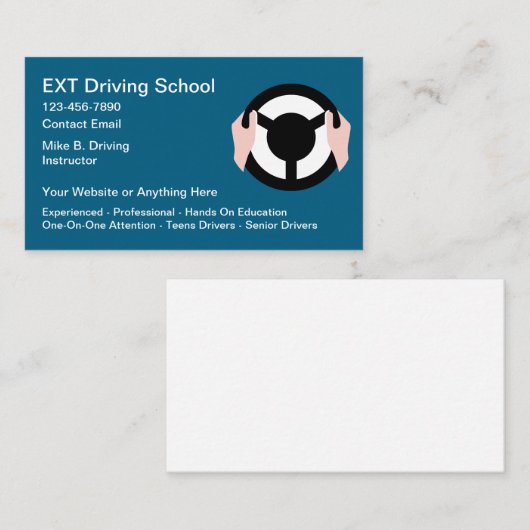 Modern Driving School Business Cards Design 名刺 (正面/裏面)