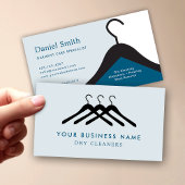 Modern Dry Cleaning Laundry Hanger Blue & White 名刺
