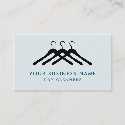Modern Dry Cleaning Laundry Hanger Blue & White 名刺 (正面)