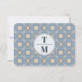 Modern Dusty Blue Art Deco RSVP Card QR Code (裏面)