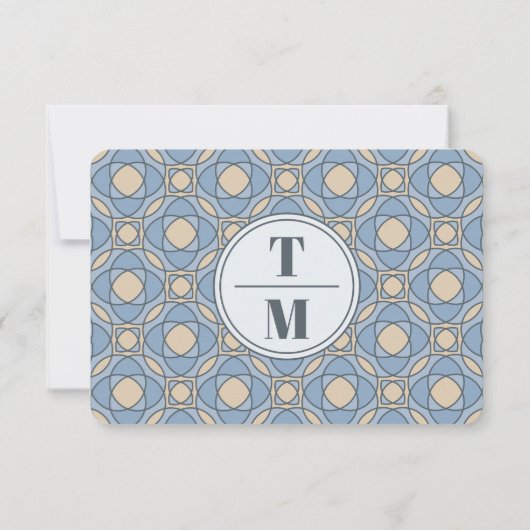 Modern Dusty Blue Art Deco RSVP Card QR Code (裏面)