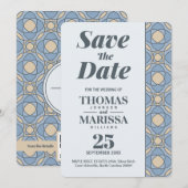 Modern Dusty Blue Art Deco Save the Date QR Code (正面/裏面)