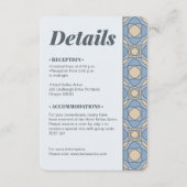 Modern Dusty Blue Art Deco Wedding Details QR Code エンクロージャーカード (正面)