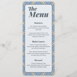 Modern Dusty Blue Art Deco Wedding Menu Card メニュー