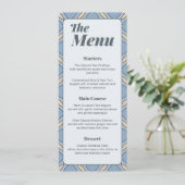 Modern Dusty Blue Art Deco Wedding Menu Card メニュー (スタンド正面)