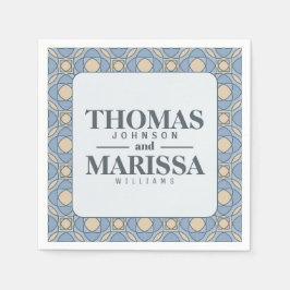 Modern Dusty Blue Art Deco Wedding Paper Napkins スタンダードカクテルナプキン