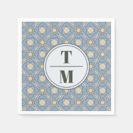 Modern Dusty Blue Art Deco Wedding Paper Napkins スタンダードカクテルナプキン