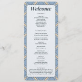 Modern Dusty Blue Art Deco Wedding Program Card プログラム (正面)