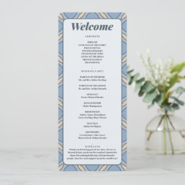 Modern Dusty Blue Art Deco Wedding Program Card プログラム