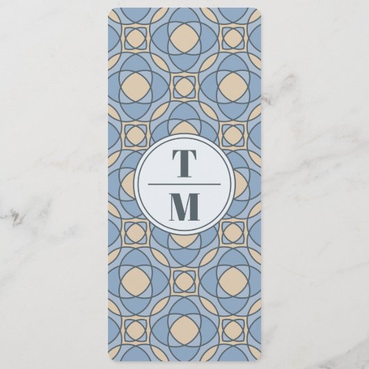 Modern Dusty Blue Art Deco Wedding Program Card プログラム (裏面)