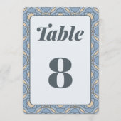 Modern Dusty Blue Art Deco Wedding Table Numbers 招待状 (正面)