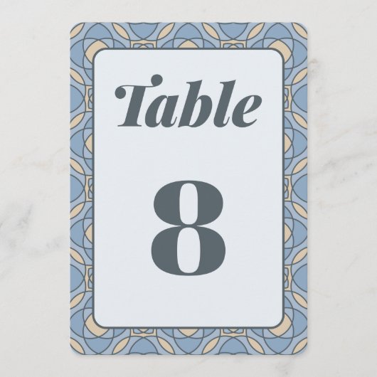 Modern Dusty Blue Art Deco Wedding Table Numbers 招待状 (正面)