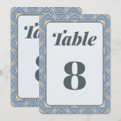 Modern Dusty Blue Art Deco Wedding Table Numbers 招待状 (正面/裏面)