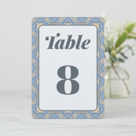 Modern Dusty Blue Art Deco Wedding Table Numbers 招待状