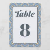 Modern Dusty Blue Art Deco Wedding Table Numbers 招待状 (裏面)