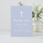 Modern Dusty Blue Baptism  サンキューカード (スタンド正面)
