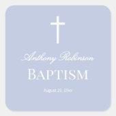 Modern Dusty Blue Baptism  スクエアシール (正面)