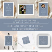 Modern Dusty Blue Boy First Communion フェイバータグ