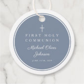 Modern Dusty Blue Boy First Communion フェイバータグ (正面)